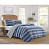 Nautica Saltmarsh 3-Piece Dark Blue Striped Cotton Full/Queen