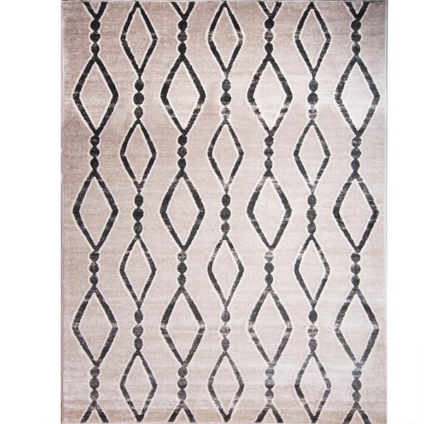 PRIVATE BRAND UNBRANDED Bazaar Diamond Jewel Beige 5 ft. x 7 ft. Indoor Area Rug