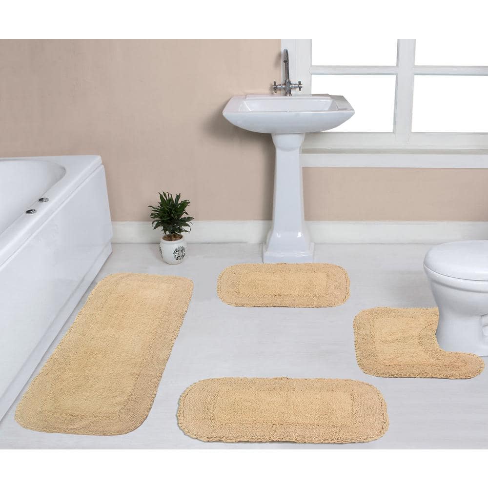 HOME WEAVERS INC Radiant Collection 100 Cotton Bath Rugs Set, 4Pcs