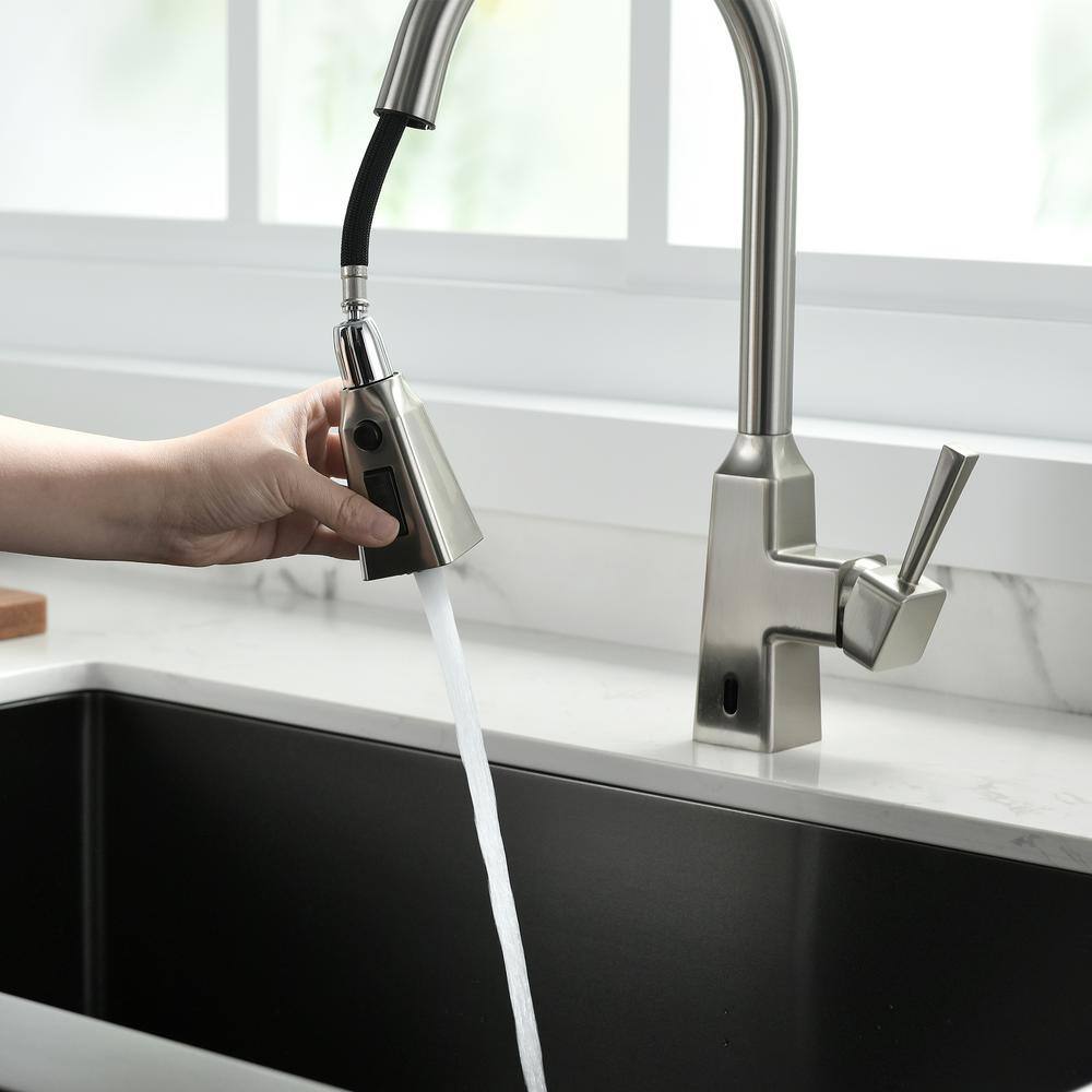 Brushed Nickel Touchless Kitchen Faucet with Pull-Down Sprayer
