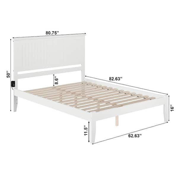 Nantucket King Platform Bed with Open Foot Board in White