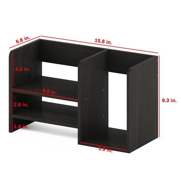 Black 15.8 in. x 9.3 in. Wood Modern Desk Organizer Shelf, Set of