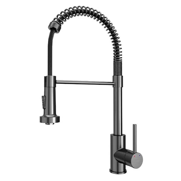 Kadira Single Handle Pull-Down Sprayer Kitchen Faucet in Gunmetal Grey
