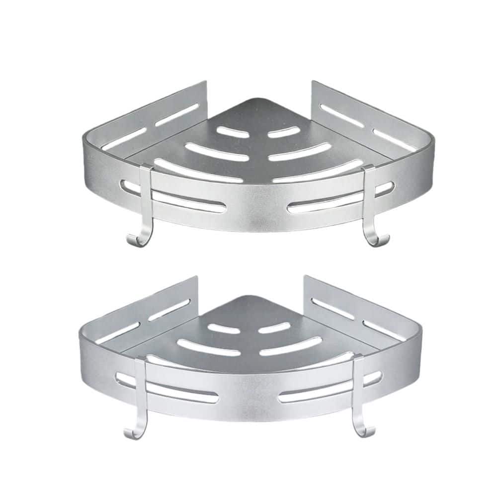 Adhesive No-Drilling 2-Tier Corner Shower Caddy Comer Shelf Wall Mounted in Silver for Bathroom Kitchen Toilet Organizer price history on PriceWatchPro