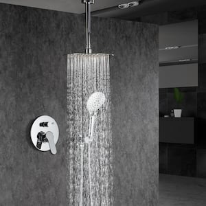 Ceiling Single-Handle 3-Spray Round High Pressure Shower Faucet with 10 in. Shower Head in Chrome (Valve Included)
