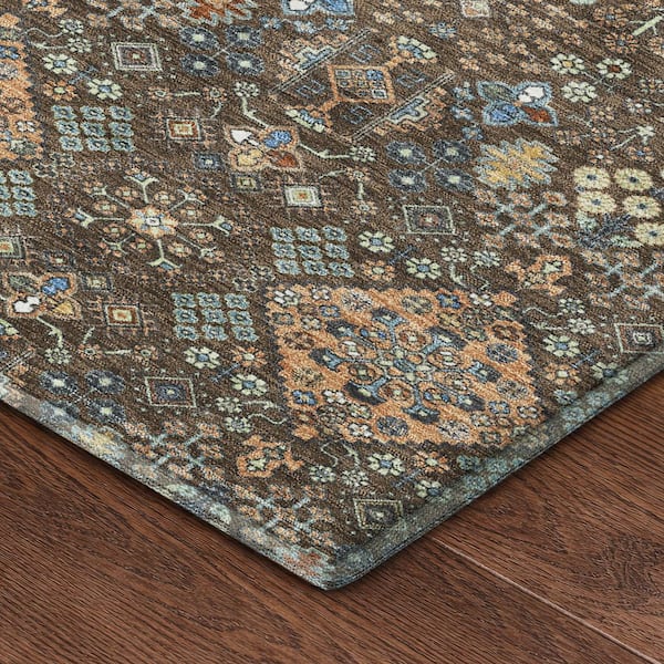 Mayfield Premium Machine Washable Abstract AMF2478 Chocolate 8 ft. x 10 ft. Area Rug