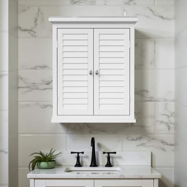 Glancy 7 in. D x 20 in. W x 24 in. H Bathroom Storage Wall Cabinet with 2 Shutter Doors in White