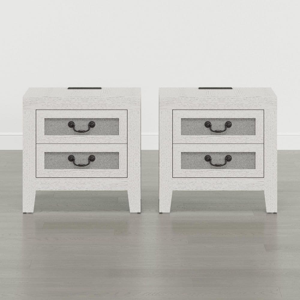 Sonic Light Gray 21.5 in. Modern Transitional Nightstand w/ Charging Station, 2 Drawers, USB & Type-C Ports, (Set of 2) price history on PriceWatchPro