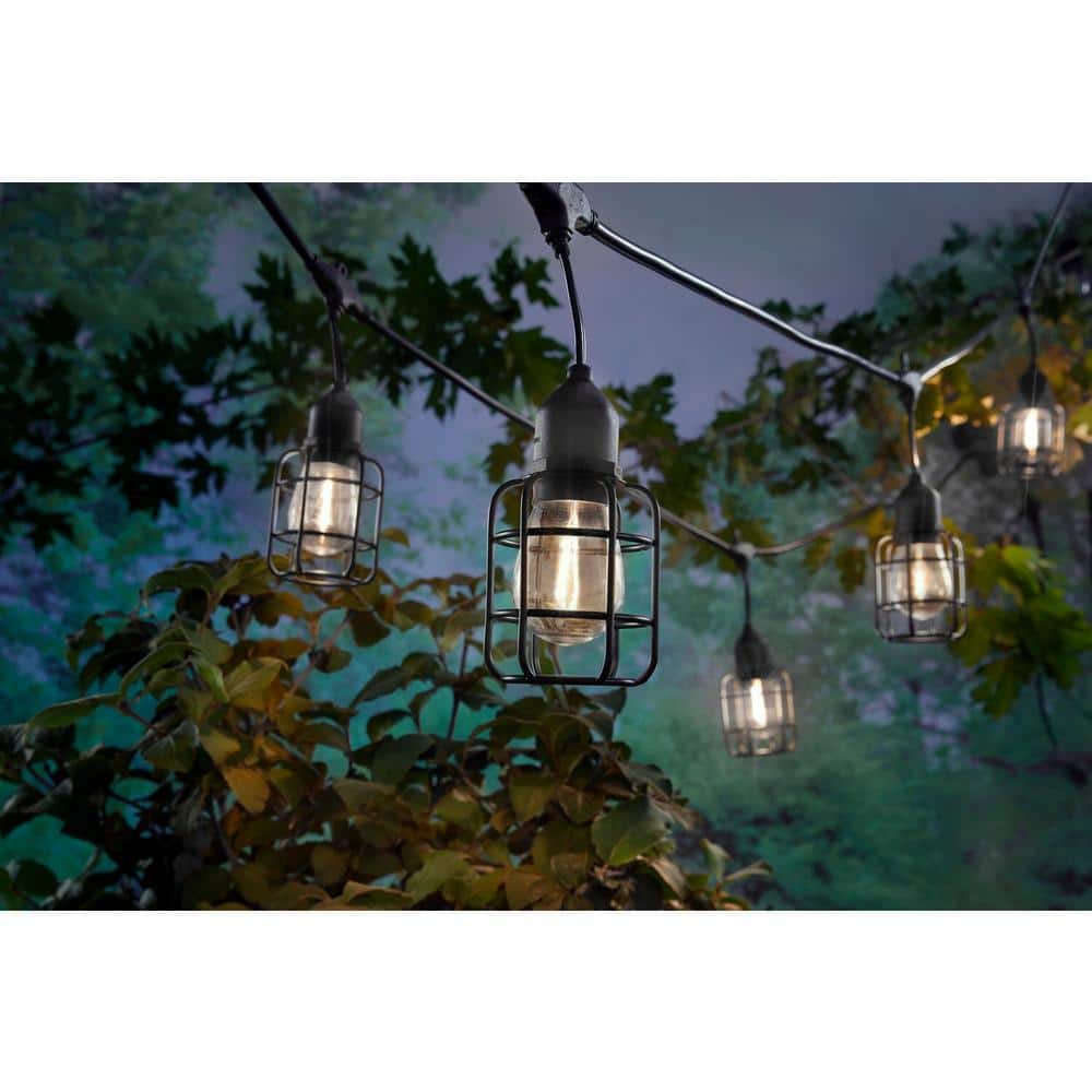 Hampton Bay 2.75 in. Black Cage Light Bulb Shade for Outdoor String Lights (12-Pack)