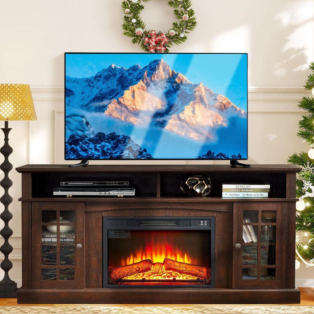 ToolCat 58.25 in. Freestanding Electric Fireplace TV Stand with 23