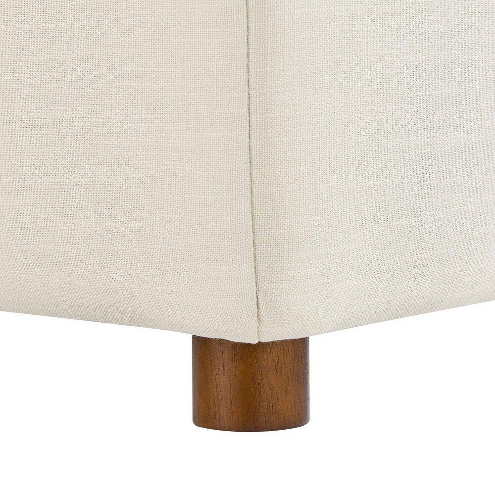 Commix Plush Light Beige Overstuffed Ottoman with Linen Texture