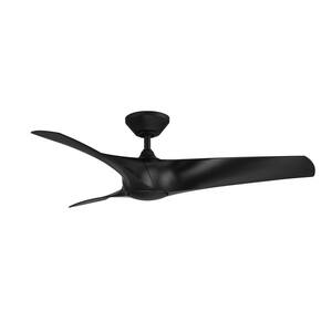 Zephyr 52 in. Indoor/Outdoor Matte Black 3-Blade Smart Ceiling Fan with LED Light Kit and Remote Control