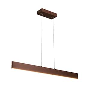 Bar 40 in. Integrated LED Light Fixture Dimmable Adjustable Rose Gold Linear Pendant