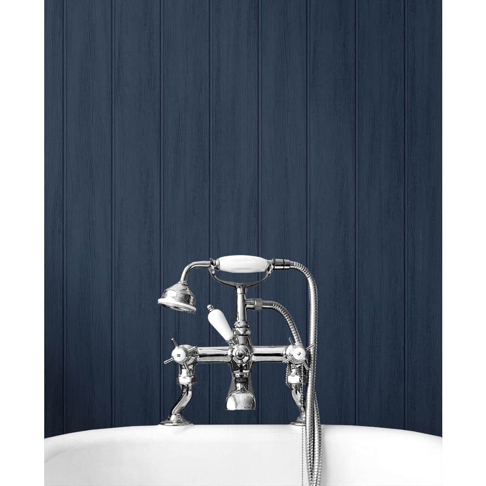 Navy Blue Faux Wood Peel and Stick Wallpaper