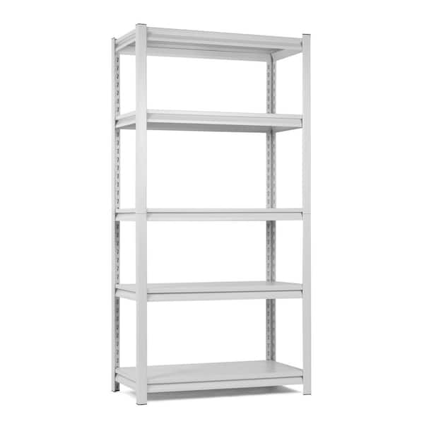 5-Tiers Metal Heavy Duty Adjustable Garage Pantry Organizer Shelving Unit in White (15.1 in. W x 63 in. H x 31.5 in. D)