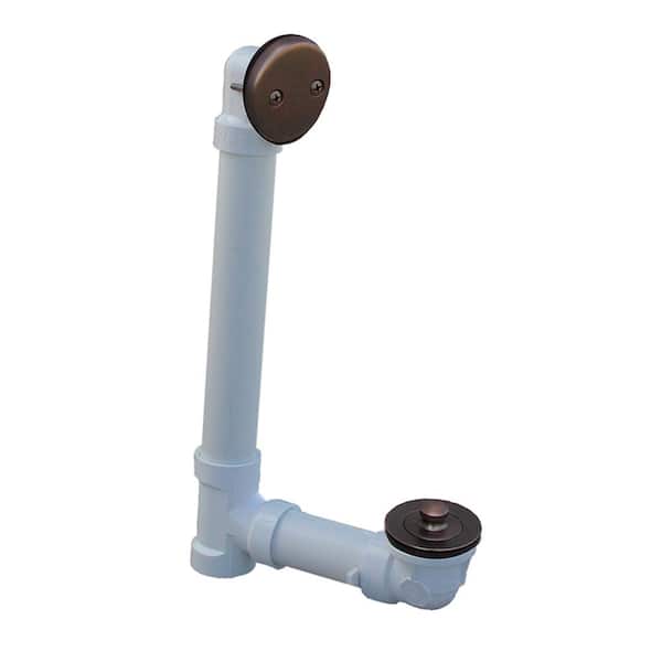 JONES STEPHENS Lift and Turn 1-1/2 in. Sch. 40 PVC 2-Hole Bath Waste and Overflow Tub Drain Full Kit, Oil Rubbed Bronze