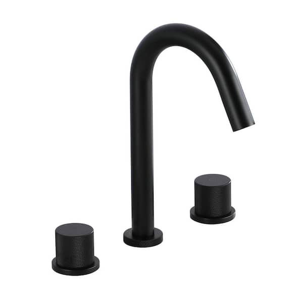 Mondawe Alexa 8 in. Widespread Double-Handle Bathroom Faucet in Matte Black for Vanity, Laundry (1-Pack)