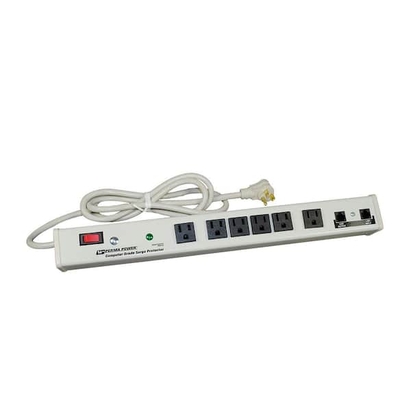 Legrand Wiremold Perma Power 6-Outlet 15 Amp Computer Grade Surge Strip w/ Lighted On/Off Switch and Surge Protector, 6 ft. Cord