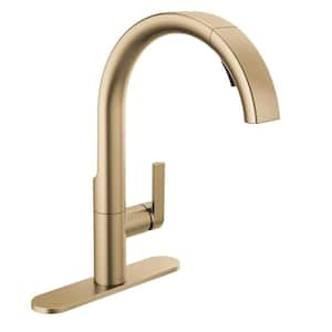 Keele Gold Single Handle Pull Down Sprayer Kitchen Faucet in Champagne Bronze