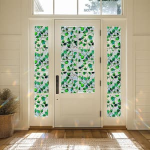 23.5 in. x 78.5 in. Blue and Green Vine Static Cling Window Film w/ 3D Holographic Effects for Privacy and UV Protection