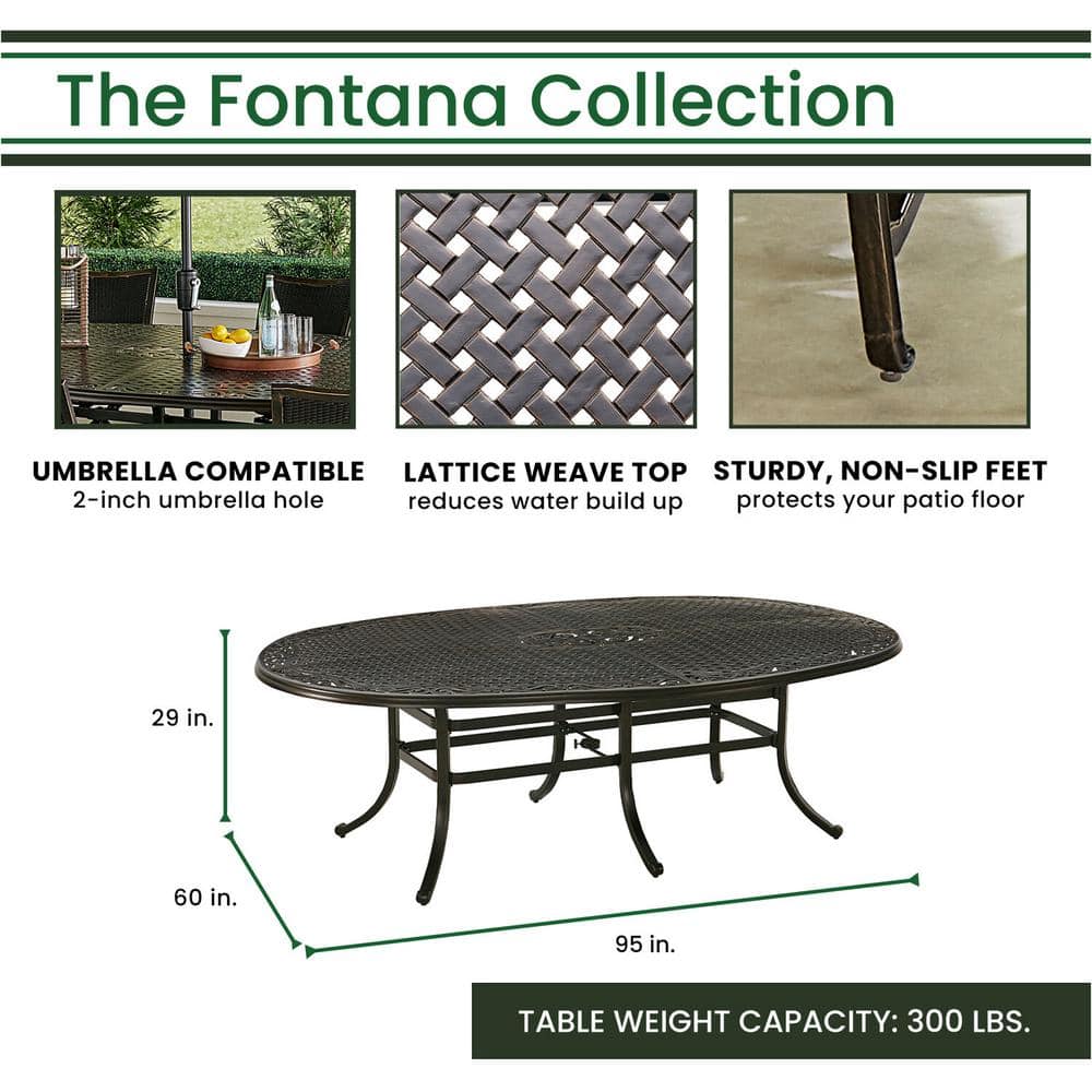 Fontana 9-Piece Bronze Outdoor Dining Set with Swivel Rockers