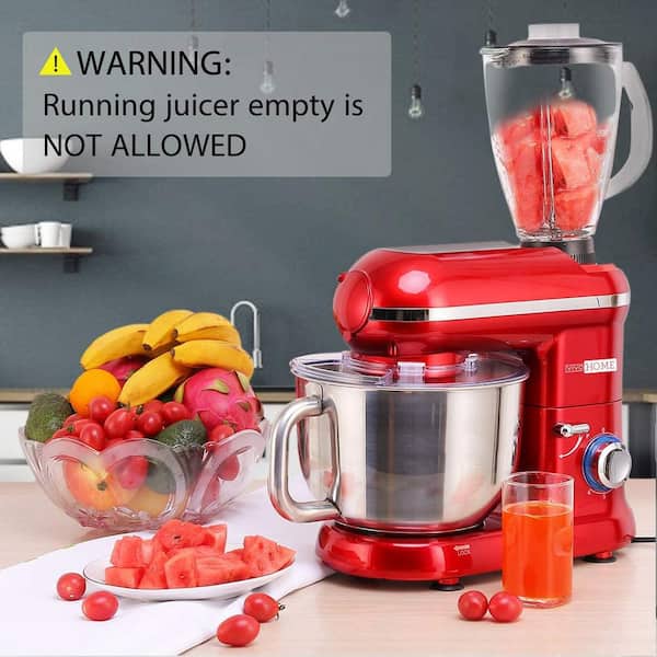 VIVOHOME 6 qt. 6- Speed Red 3 in 1 Multifunctional Stand Mixer with Meat Grinder and Juice Blender ETL Listed