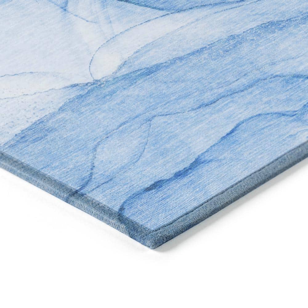 Blue Synthetic Flat Woven Washable Rectangular Rug 1'8" x 2'6"
