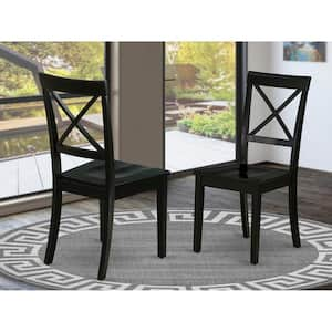 Black Wooden Seat Cross Back Dining Chair (Set of 2)