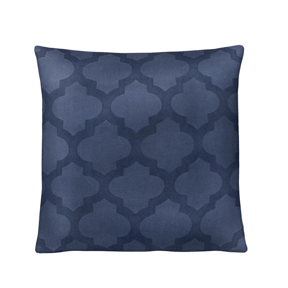 Edie@Home Indoor & Outdoor Fishnet Pleat Light Blue 18x18 Decorative Pillow