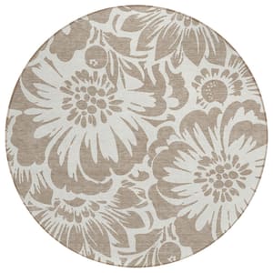 Chantille ACN551 Taupe 8 ft. x 8 ft. Round Machine Washable Indoor/Outdoor Geometric Area Rug