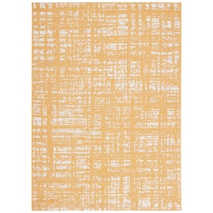 Courtyard Gold/Ivory 5 ft. x 8 ft. Abstract Graph Indoor/Outdoor Patio  Area Rug