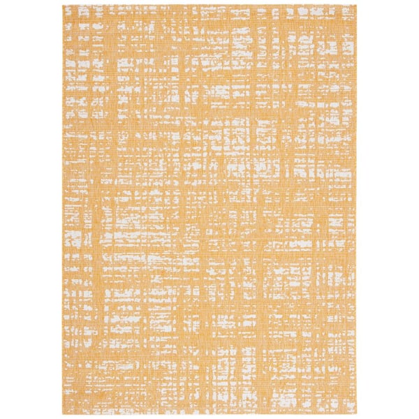 SAFAVIEH Courtyard Gold/Ivory 9 ft. x 12 ft. Abstract Graph Indoor/Outdoor Patio  Area Rug