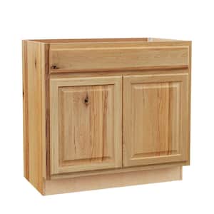 Hampton 36 in. W x 21 in. D x 34.5 in. H Assembled Bath Base Cabinet in Natural Hickory without Shelf