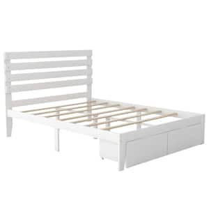 White Full Size Platform Bed with Drawer