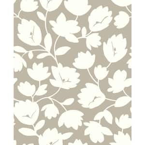 Astrid Taupe Floral Paper Strippable Wallpaper (Covers 56.4 sq. ft.)
