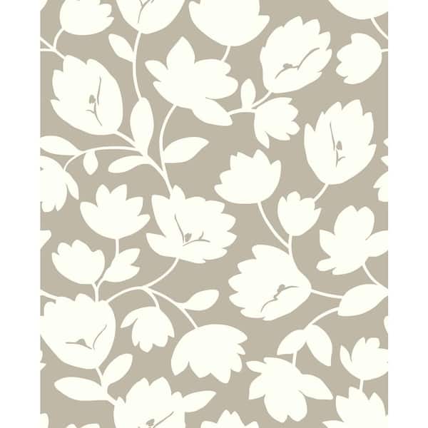 A-Street Prints 8 in. x 10 in. Matilda Taupe Floral Wallpaper Sample