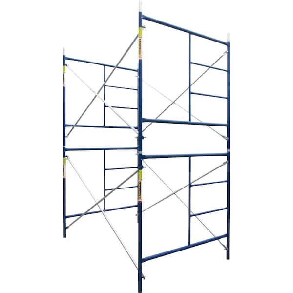 MetalTech Saferstack 10 ft. High x 10 ft. Long x 5 ft. Wide 2-Level Scaffolding set with Galvanized Cross Braces