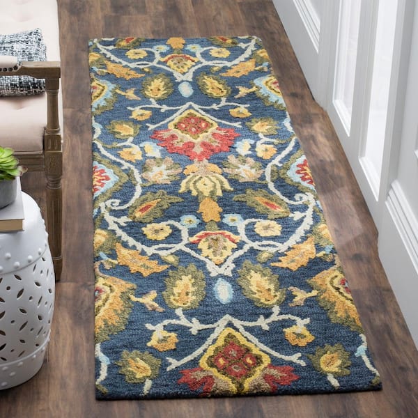 Blossom Navy/Multi 2 ft. x 18 ft. Floral Runner Rug