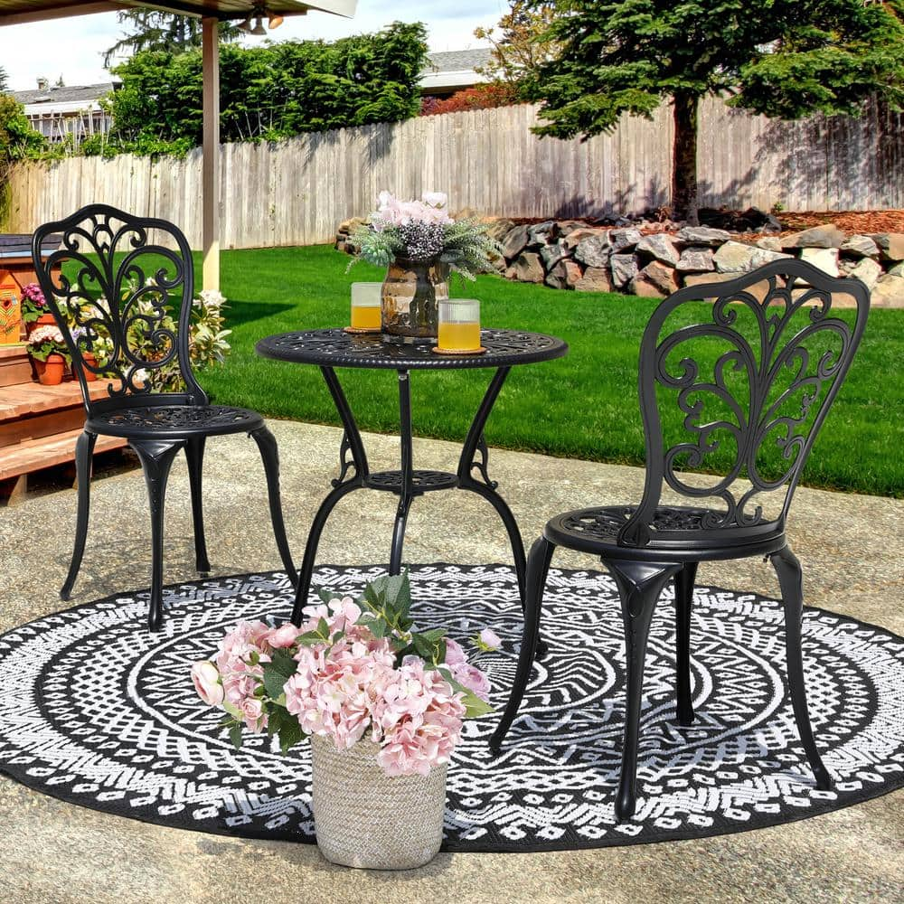 European Style Cast Aluminum newest Outdoor 3 Piece Tulip Bistro Set