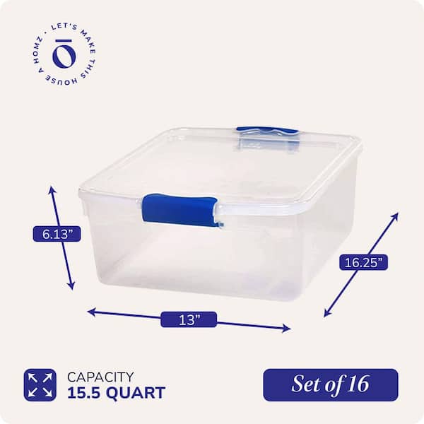 HOMZ 15.5 qt. Heavy Duty Clear Plastic Stackable Storage
