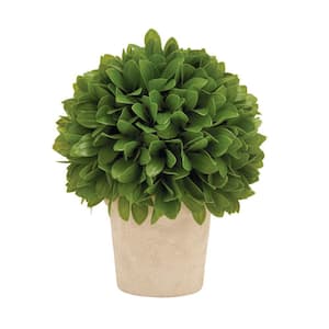 10 in. H Boxwood Topiary Artificial Foliage Ball with Beige Paper Pot