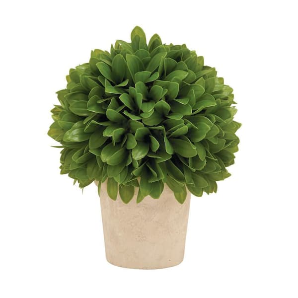 Litton Lane 10 in. H Boxwood Topiary Artificial Foliage Ball with Beige Paper Pot