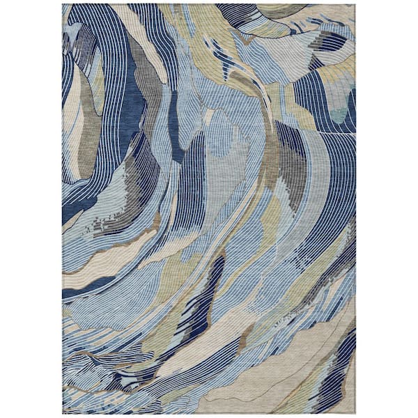 Chantille Machine Washable Indoor/Outdoor Abstract ACN3040 Blue 5 ft. x 7 ft. 6 in. Area Rug
