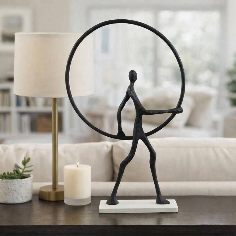 Black/White 17 in. x 27 in. Metal Man with Ring on Marble Base price history on PriceWatchPro