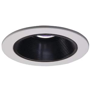 Low-Voltage 4 in. White Recessed Ceiling Light Trim with Black Coilex Baffle