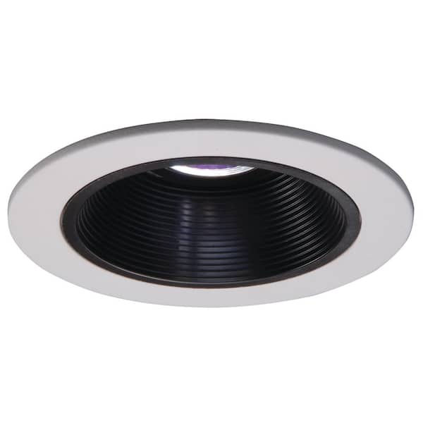 HALO Low-Voltage 4 in. White Recessed Ceiling Light Trim with Black Coilex Baffle