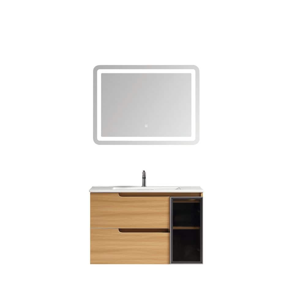 Mediterraneo Dante 32 in. Single Sink PVC Oak Wood Bath Vanity