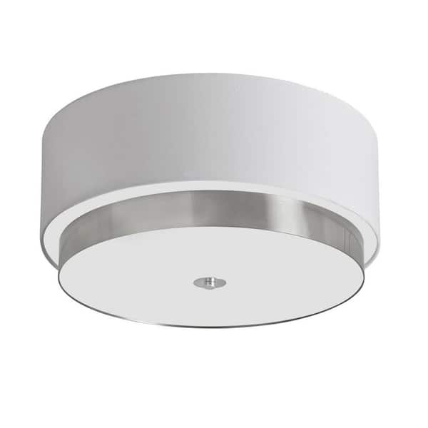 Dainolite Larkin 9 in. H 4-Light White Flush Mount with Linen Shades