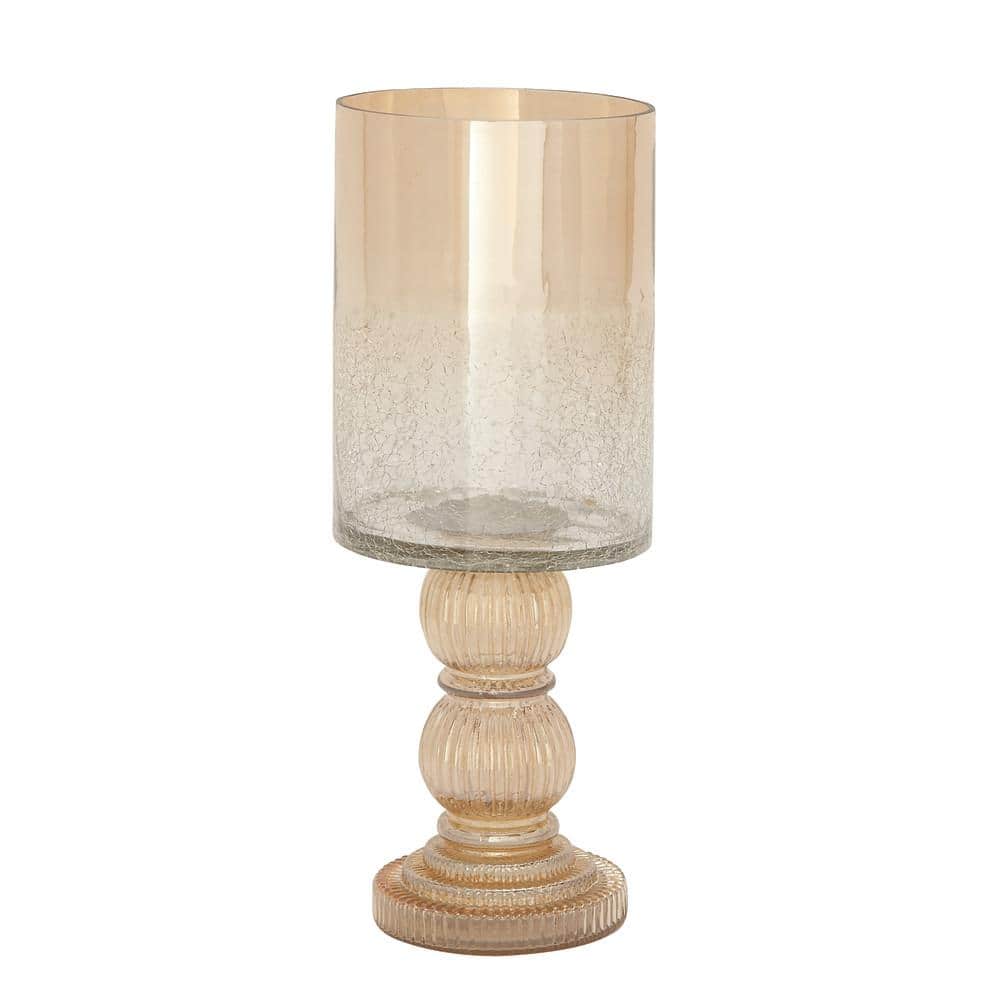 Gold Fluted Glass Cylinder Hurricane Taper Holder