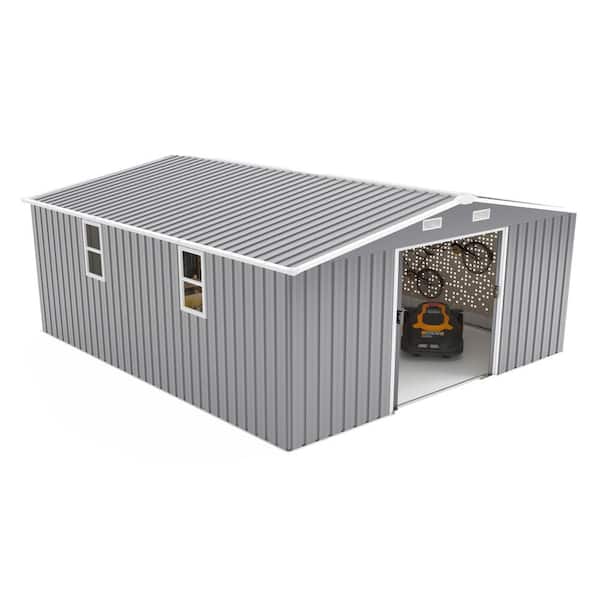 Dark Gray 10 ft. W x 12 ft. D Metal Shed Outdoor Storage Sheds with 2 Windows (120 sq. ft.)